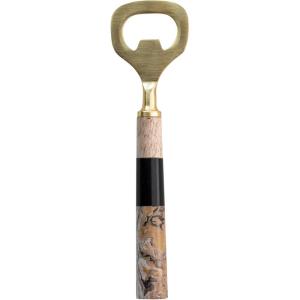 imageCreative CoOp Stainless Steel Bottle Opener with Marbled Resin and Mango Wood Handle Gold and Multicolor