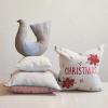 imageCreative CoOp Cotton Printed Dove Shaped Pillow with Metallic Gold Thread Embroidery Natural Grey Blue