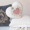 imageCreative CoOp Cotton and Linen Shaped Pillow with Applique Velvet Sacred Heart Embroidery Natural Pink Gold