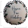 imageCreative CoOp Multicolor Round Cotton and Linen Pillow with Embroidered Houses Pattern