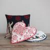 imageCreative CoOp Multicolor Round Cotton and Linen Pillow with Embroidered Houses Pattern