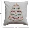 imageCreative CoOp Multicolor Square Cotton Pillow with Embroidered and Tufted Christmas Tree