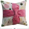 imageCreative CoOp Multicolor Square Cotton Printed Pillow with Pattern and Velvet Applique Bow