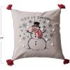 imageCreative CoOp Multicolor Square Cotton Printed Pillow with Snowman Let It Snow