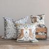 imageCreative CoOp Multicolor Square Cotton and Linen Pillow with Embroidered Bird Pattern and Chambray Back