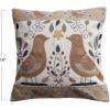 imageCreative CoOp Multicolor Square Cotton and Linen Pillow with Embroidered Bird Pattern and Chambray Back
