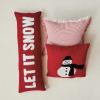 imageCreative CoOp Red White and Black Square Cotton Jacquard Pillow with Embroidered Snowman and Tufting