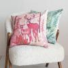 imageCreative CoOp Square Cotton and Linen Printed Pillow with FloraFauna Pattern Green and Natural Multicolor