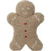 imageCreative CoOp Brown Red and White Fabric Boucl Gingerbread Man Shaped Pillow