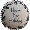 imageCreative CoOp Multicolor Round Cotton and Linen Pillow with Embroidered Houses Pattern