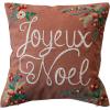 imageCreative CoOp Multicolor Square Cotton Pillow with Embroidered Botanicals Joyeux Noel