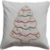 imageCreative CoOp Multicolor Square Cotton Pillow with Embroidered and Tufted Christmas Tree