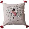imageCreative CoOp Multicolor Square Cotton Printed Pillow with Snowman Let It Snow