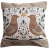 imageCreative CoOp Multicolor Square Cotton and Linen Pillow with Embroidered Bird Pattern and Chambray Back