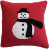 imageCreative CoOp Red White and Black Square Cotton Jacquard Pillow with Embroidered Snowman and Tufting