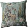 imageCreative CoOp Square Cotton and Linen Printed Pillow with FloraFauna Pattern Green and Natural Multicolor