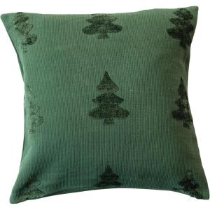 imageCreative CoOp Green Square Woven Cotton Blend Jacquard Pillow with Trees