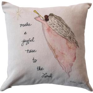 imageCreative CoOp Multicolor Square Cotton Chambray Printed Pillow with Embroidery Angel and Star