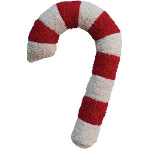 imageCreative CoOp Red and White Cotton Sherpa Candy Cane Shaped Pillow