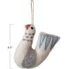 imageCreative CoOp Handmade Wool Felt Dove Ornament with Embroidery Cream Color Grey and Blue