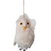 imageCreative CoOp Handmade Wool Felt Owl Ornament with Embroidery White Yellow and Black