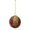 imageCreative CoOp Large Round Glass Ball Ornament with Embedded Eucalyptus Leaves Red and Gold