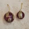 imageCreative CoOp Large Round Glass Ball Ornament with Embedded Eucalyptus Leaves Red and Gold