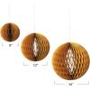 imageCreative CoOp Round Paper Folding Honeycomb Ornaments with Gold Glitter Edge Mustard Color Set of 3
