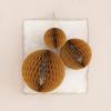 imageCreative CoOp Round Paper Folding Honeycomb Ornaments with Gold Glitter Edge Mustard Color Set of 3