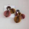 imageCreative CoOp Round Paper Folding Honeycomb Ornaments with Gold Glitter Edge Mustard Color Set of 3