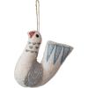 imageCreative CoOp Handmade Wool Felt Dove Ornament with Embroidery Cream Color Grey and Blue