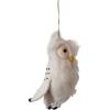 imageCreative CoOp Handmade Wool Felt Owl Ornament with Embroidery White Yellow and Black