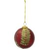 imageCreative CoOp Large Round Glass Ball Ornament with Embedded Eucalyptus Leaves Red and Gold