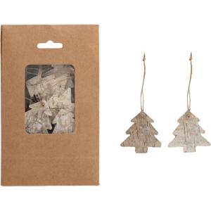 imageCreative CoOp Birch Bark Tree Shaped Ornaments with Jute Hangers in Kraft Bag Natural Set of Approximately 21 Pieces