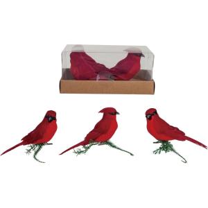 imageCreative CoOp Foam and Feather Cardinal Clipon Ornaments Red Set of 3