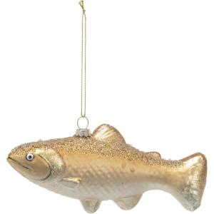 imageCreative CoOp Glass Fish Ornament with Glitter Yellow and Gold Finish