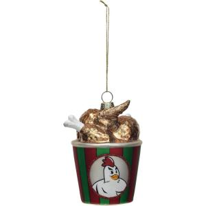 imageCreative CoOp Glass Fried Chicken Bucket Ornament with Glitter Multicolor