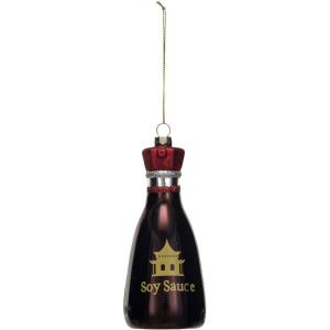 imageCreative CoOp HandPainted Glass Soy Sauce Bottle Ornament with Glitter Multicolor