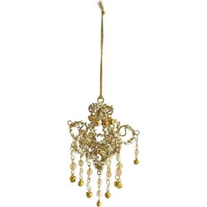 imageCreative CoOp Handmade Metal Glass and Acrylic Beaded Chandelier Ornament Gold Finish