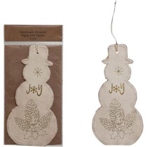 imageCreative CoOp Handmade Paper Snowman OrnamentGift Tag Cream and Gold Color