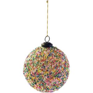 imageCreative CoOp Round Glass Ball Ornament with Sequins Multicolor