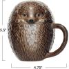 imageCreative CoOp 12 oz Stoneware Hedgehog Shaped Mug with Lid Brown