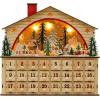 imageCreative CoOp 14quot L x 4quot W x 1314quotH MDF House in Winter Scene Advent Calendar w 24 Drawers ampamp LED Light Multi Color Requires 2AAA Batteries