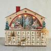 imageCreative CoOp 14quot L x 4quot W x 1314quotH MDF House in Winter Scene Advent Calendar w 24 Drawers ampamp LED Light Multi Color Requires 2AAA Batteries