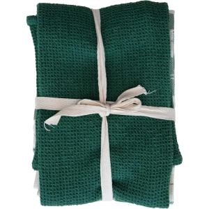 imageCreative CoOp 28quot L x 18quot W Cotton WovenWaffle Weave Tea Towels Green ampamp White Set of 3