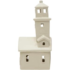 imageCreative CoOp 5quot L x 414quotW x 1014quotH Stoneware Lighthouse wLED Light White Batteries Included