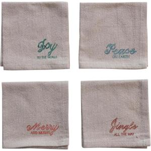 imageCreative CoOp Holiday Cotton Chambray Cocktail Napkins Multicolor Set of 4