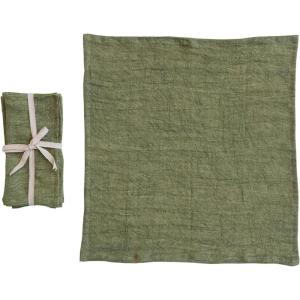 imageCreative CoOp Large Stonewashed Linen Cocktail Napkins Green Set of 4