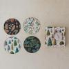 imageCreative CoOp 4quot Round Printed Recycled Paper ampamp Cardboard Coasters wEvergreen Botanicals Multi Color 4 Styles Boxed Set of 8 