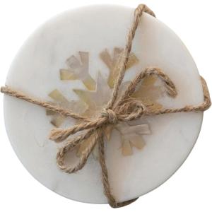 imageCreative CoOp 4quot Round Marble Coasters wMother of Pearl Snowflake Inlay Set of 4